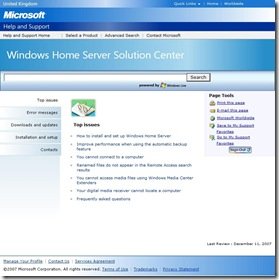 Windows Home Server Solution Center
