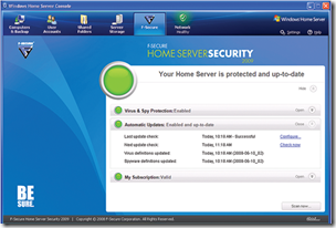 F-Secure Home Server Security 2009 Console