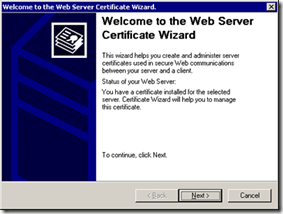 Web Server Certificate Wizard