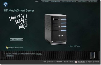 HP MediaSmart Server Campain Website