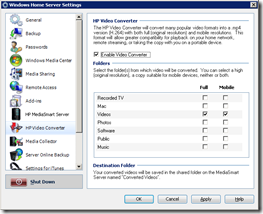 HP Video Converter Settings