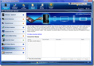 HP Video Converter Status