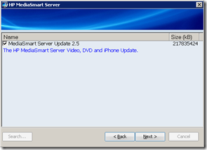 MediaSmart Server Update 2.5