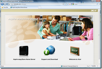 Acer H340 Home Page