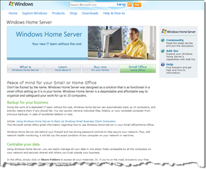 Microsoft WHS SOHO Page