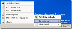 WHS QuickBooks Connector Server Control