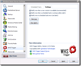 WHS Trigger Settings