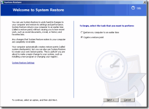 System Restore - Welcome