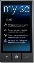 Windows Phone 7 for Vail Alerts Screen