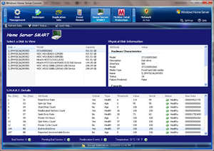 Home Server SMART Main Window