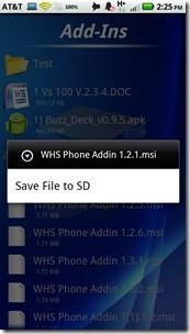 WHS Phone for Android 1.3 Beta Add-Ins