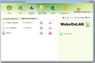 WakeOnLAN 1.0.0 in Dashboard