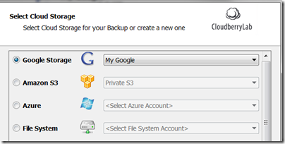 CloudBerry Backup for WHS 2.2 - Google Storage