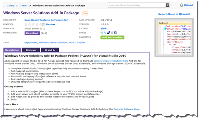 Add-In Package Project for Visual Studio 2010