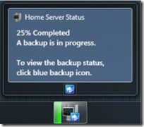 Home Server Status Task Bar Backup Progress