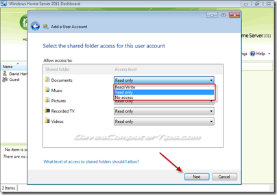 DavesComputerTips User Account Shared Folder Access