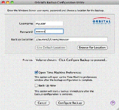 Orbital's Backup Configuration Utility