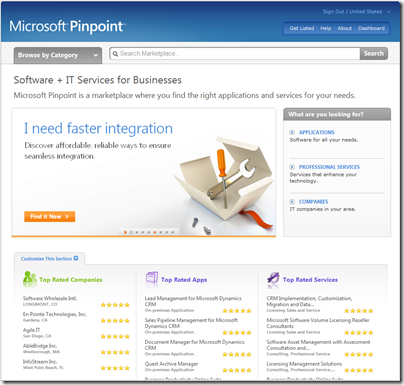 Microsoft Pinpoint Website