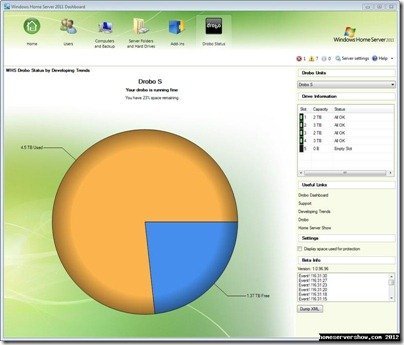 WHS Drobo Status Beta 2