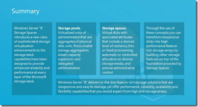 Windows Server 8 Storage Solutions Summary