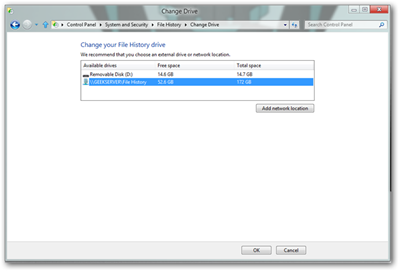 How-To Geek File History Change Drive Dialog