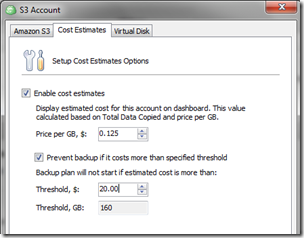 CloudBerry Backup Cost Estimate