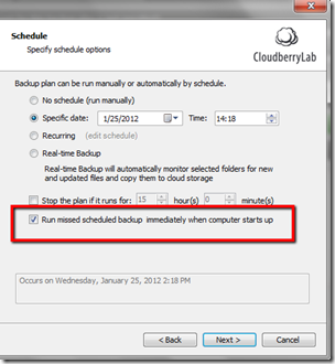 CloudBerry Backup Run Missed Backups