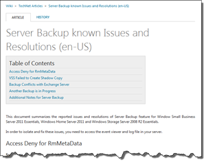 Server Backup Issues and Resolutions Wiki Page