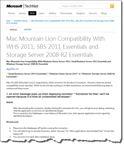 Mac Mountain Lion Compatibility With WHS 2011 Wiki