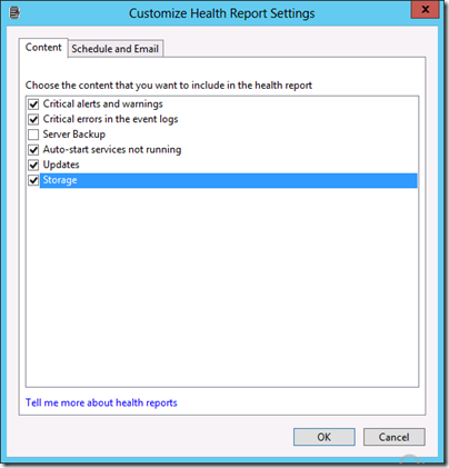 Health Report - Customize Health Report Settings