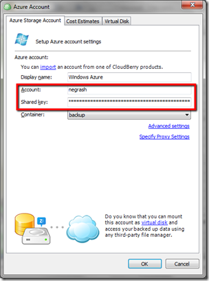 CloudBeery Backup with Windows Azure Setup