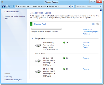 Storage Spaces - Physical Drives