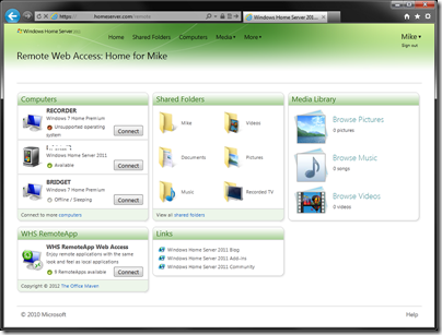 WHS RemoteApp 2011 - Remote Web Access