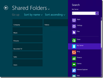 My Server Windows App - Shared Folders Screen