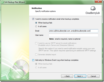 CloudBerry Backup for WHS Multiple Emails Notification v3.4
