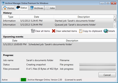 Figure 2 - protecting data with Archive Manager