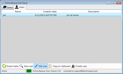 Figure 5 - Online Backup Host Viewer