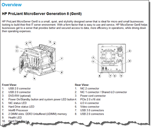 G8 MicroServer Quick Specs