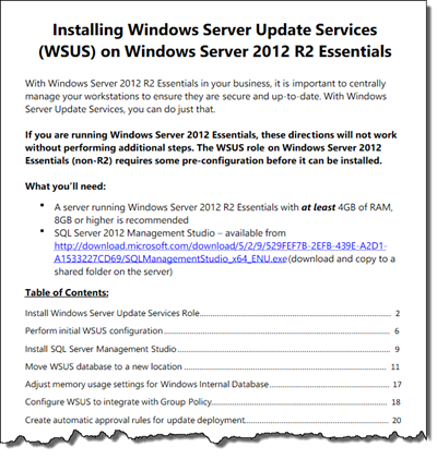 Install WSUS on Windows Server 2012 R2 Essentials