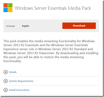 Windows Server Essentials Media Pack