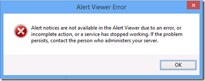 Alert Viewer Error after Client Upgrade to Win8.1