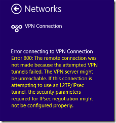 VPN Connection Error 800