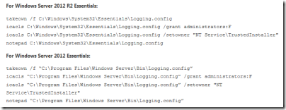 Enable Verbose Logging for Windows Server 2012 R2 Essentials
