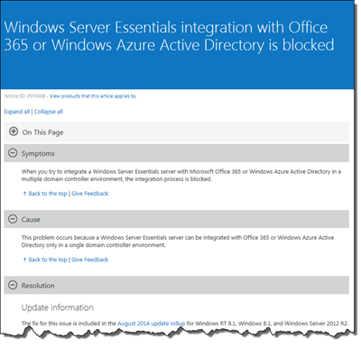 Office 365 and Windows Azure Active Directory can be enabled in a multi DC environment