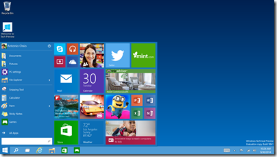 Windows 10 Tech-Preview Start Menu