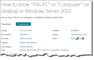 Add This PC or Computer to Your Desktop in Windows Server 2012 Via Powershell