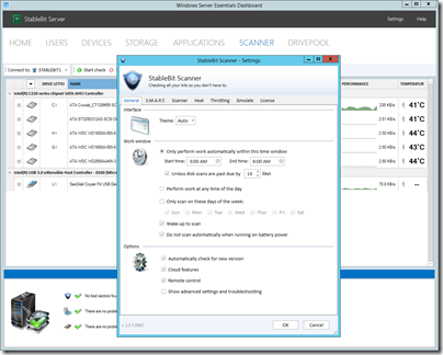 StableBit Scanner v 2.5.1.3062 Settings