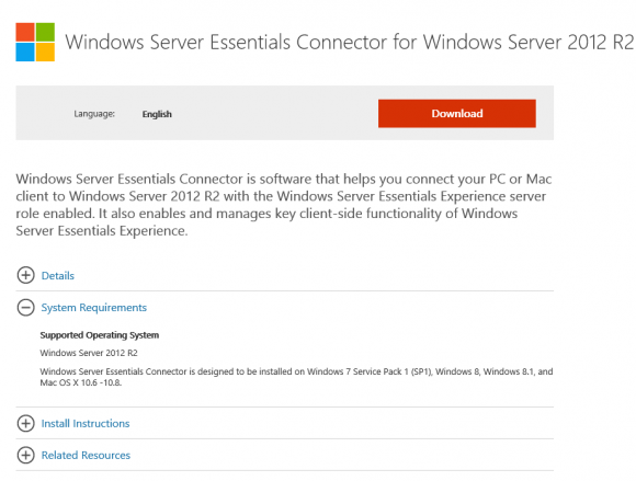 Windows Server Essentials Connector for Windows Server 2012 R2