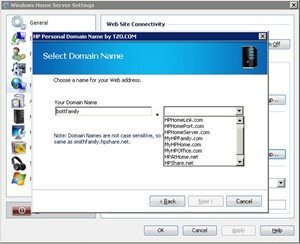 HP Personal Domain Name