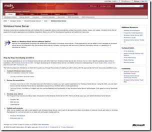 WHS MSDN